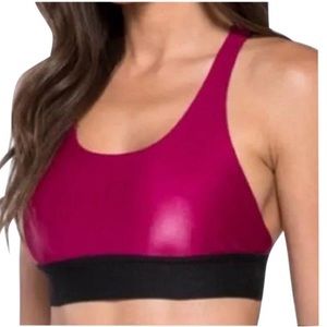 Koral Black Athletic Plyo Strappy and Pink Activewear Sports Bra size S